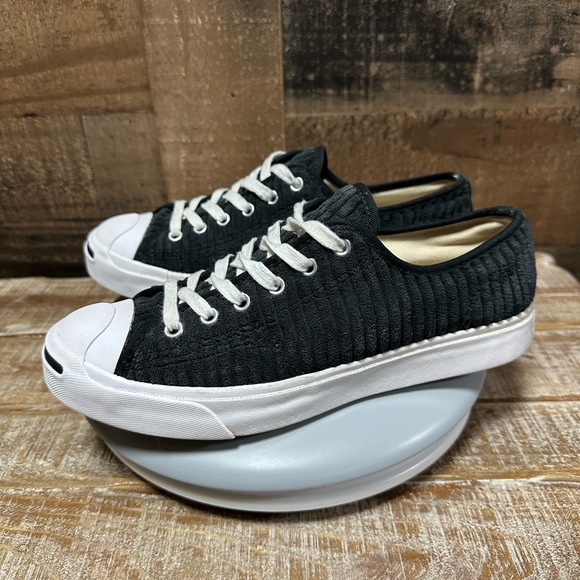 Converse Jack Purcell Low Corduroy Sneakers Men’s 6.5 Women’s 8 Black White - Picture 2 of 8